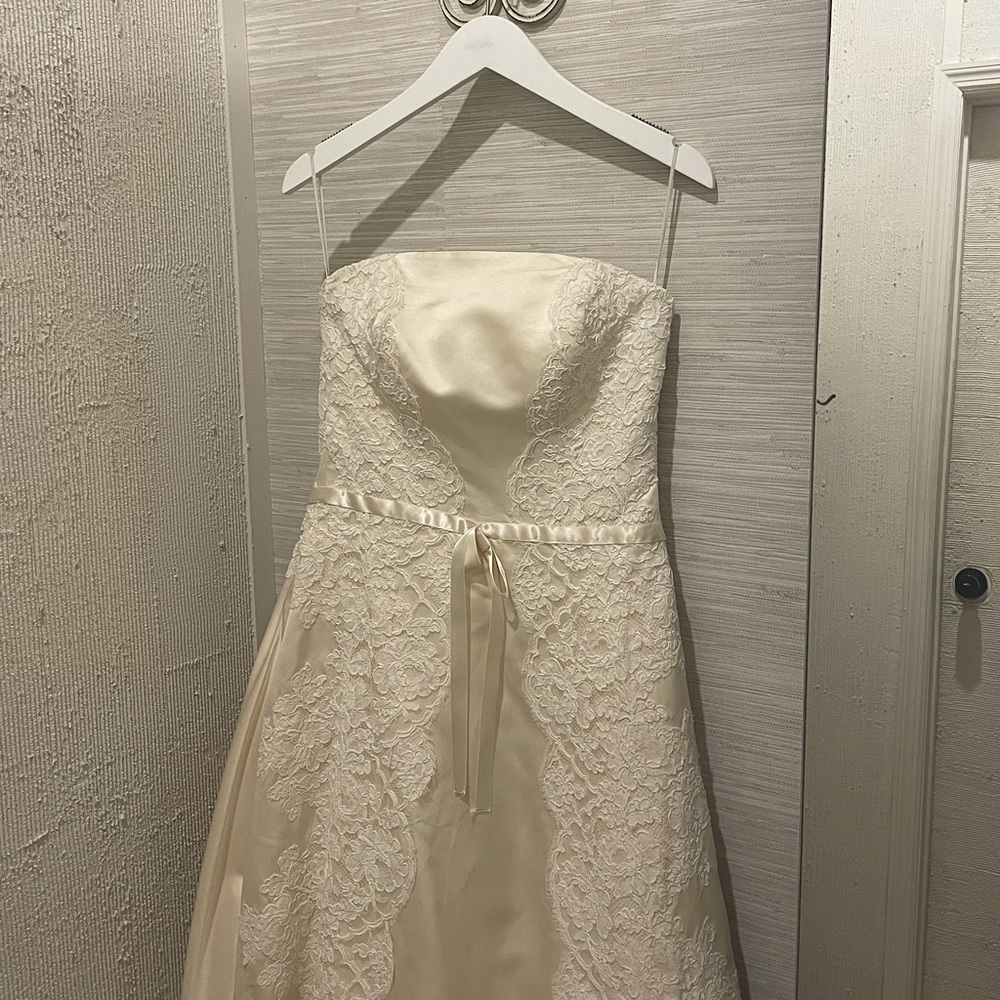 Vintage satin and lace wedding dress